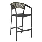 BAR STOOL ALUMINUM ANTHRACITE WITH ARMS-PE RATTAN OLIVE GREEN-TEXTLINE 56x58x105Hcm.