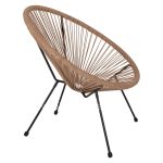 ARMCHAIR ACAPULCO NEST-TYPE BLACK METAL & RATTAN NATURAL  70x73x79Hcm.