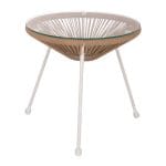 SIDE TABLE ALLEGRA PROFESSIONAL METAL WHITE AND RATTAN NATURAL  D47Χ45Hcm.