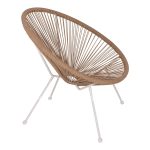 ARMCHAIR ACAPULCO NEST-TYPE WHITE METAL & RATTAN NATURAL  70x73x79 cm.