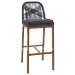 BAR STOOL ALUMINUM BEIGE AND ROPE GREY 46x53x100Hcm.