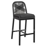 BAR STOOL ALUMINUM BLACK AND ROPE GREY  46x55x103Hcm.