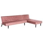 CORNER SOFA-BED ZELDA REVERSIBLE  VELVET DUSTY PINK 254X163X74Hcm.