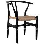 DINING CHAIR BRAVE  BEECH WOOD IN BLACK-BEIGE ROPE 48x55x73,5Hcm.