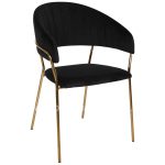 ARMCHAIR THEODORE  BLACK VELVET AND GOLDEN FRAME 55Χ50Χ82Hcm.