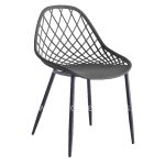 CHAIR POLYPROPYLENE  IN GREY COLOR WITH BLACK METAL LEGS 52x53x82Hcm.