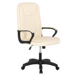 OFFICE CHAIR  ECRU PU LEATHER 63x70x114Hcm.