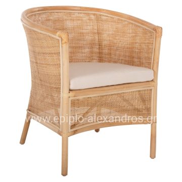 ΠΟΛΥΘΡΟΝΑ APRON HM9818 RATTAN ΠΛΕΚΤΟ ΣΕ ΦΥΣΙΚΟ-ΛΕΥΚΟ ΜΑΞΙΛΑΡΙ 75x70x85Υεκ.