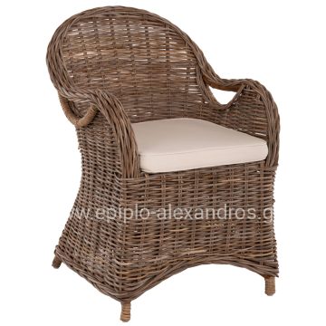 ΠΟΛΥΘΡΟΝΑ ΜΕ ΕΚΡΟΥ ΜΑΞΙΛΑΡΙ KEYLA HM9536 ΚΑΦΕ RATTAN 63x65x87Υεκ.