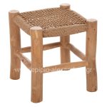 ΣΚΑΜΠΟ LONDER HM5987 ΞΥΛΟ ΤΕΑΚ ΚΑΙ ΣΥΝΘΕΤΙΚΟ RATTAN ΣΕ ΦΥΣΙΚΟ 38x38x40