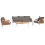 OUTDOOR LOUNGE SET 4PCS MAERLY  WHITE ALUMINUM-PE TWIST ROPE-ANTHRACITE CUSHIONS