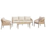 OUTDOOR LOUNGE SET 4PCS MAERLY  CHAMPAGNE ALUMINUM-PE TWIST ROPE-BEIGE CUSHIONS