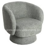 ARMCHAIR SWIVEL KARLEN  PISTACHIO GREEN BOUCLE FABRIC 79x79x76 Hcm.