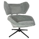 ARMCHAIR SWIVEL BRYLL  PISTACHIO GREEN BOUCLE-BLACK METAL BASE 86x90x97Hcm.