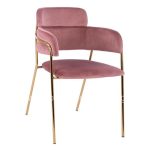 ARMCHAIR KELSO  VELVET DUSTY PINK & GOLD PLATED LEGS 52,5x52x80Υ cm.