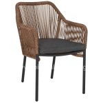 ARMCHAIR ALUMINUM GREY WITH ROPE WICKER PE 56x66x82Hcm.