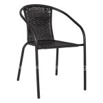 ARMCHAIR CAMEL  METAL FRAME RATTAN WICKER BLACK 50X55X73Hcm.