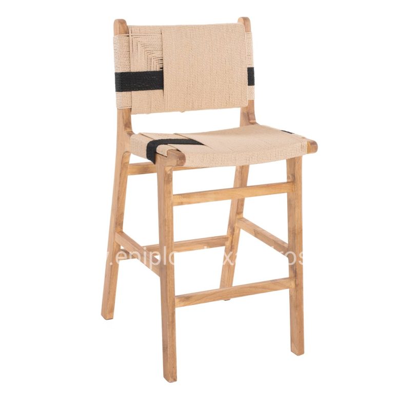 ΣΚΑΜΠΟ ΜΕΣΑΙΟΥ ΥΨΟΥΣ HM9325.01 RUBBERWOOD & ΣΧΟΙΝΙ-ΦΥΣΙΚΟ RUSTIC 45x46x95Υεκ.