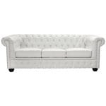 ΚΑΝΑΠΕΣ 3ΘΕΣΙΟΣ T.CHESTERFIELD  ΤΕΧΝΟΔΕΡΜΑ ΛΕΥΚΟ ΜΑΤ 208x90x73 εκ.