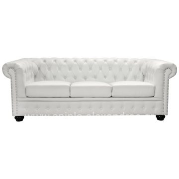 ΚΑΝΑΠΕΣ 3ΘΕΣΙΟΣ T.CHESTERFIELD HM3009.02 ΤΕΧΝΟΔΕΡΜΑ ΛΕΥΚΟ ΜΑΤ 208x90x73 εκ.
