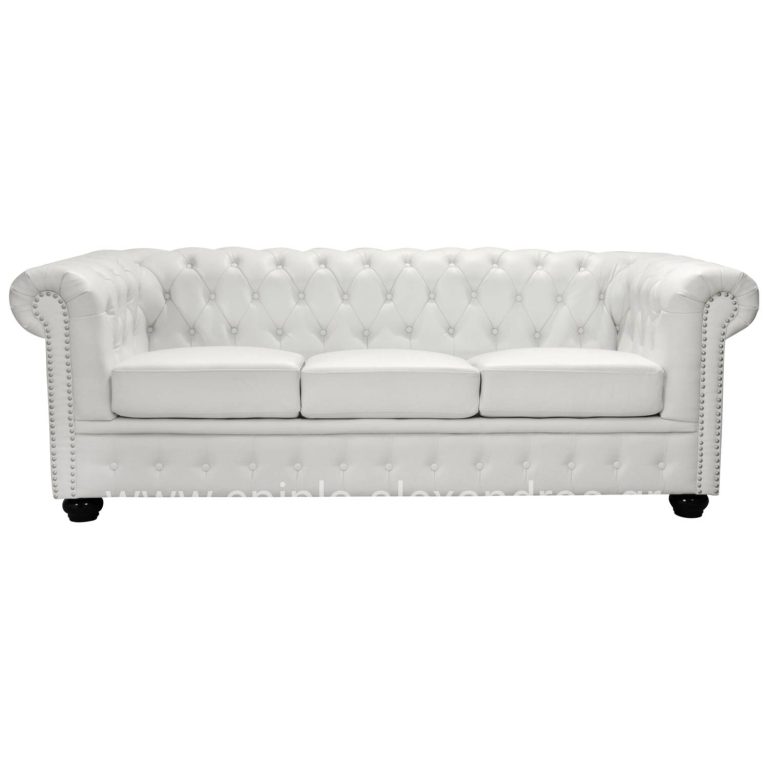 ΚΑΝΑΠΕΣ 3ΘΕΣΙΟΣ T.CHESTERFIELD HM3009.02 ΤΕΧΝΟΔΕΡΜΑ ΛΕΥΚΟ ΜΑΤ 208x90x73 εκ.
