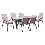 Set Dining Table 7 pieces Chairs  with Pillow & Table 160x90 HM10571.02 Brown