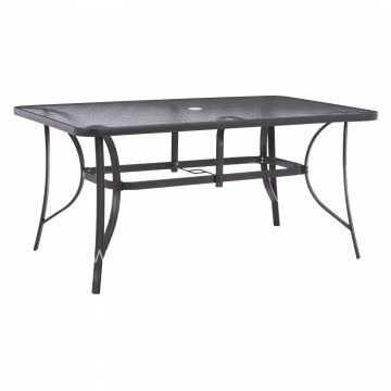 ΤΡΑΠΕΖΙ BRUNO 150X90Χ75Υεκ. ΜΕΤΑΛΛΙΚΟ ΟΡΘΟΓΩΝΙΟ ΓΚΡΙ ΜΕ ΤΡΥΠΑ ΟΜΠΡΕΛΑΣ Φ38  HM5145.11