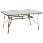 DINING TABLE BRUNO  METAL IN CHAMPAGNE COLOR-TEMPERED GLASS 160Χ90Χ72Hcm.