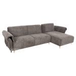 CORNER REVERSIBLE SOFA-BED MAILO  DARK GREY FABRIC-METAL LEGS 300x150x80Hcm.