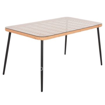 ΤΡΑΠΕΖΙ ΟΡΘΟΓΩΝΙΟ ALLEGRA HM5537.11 ΜΕΤΑΛ.ΜΑΥΡΟ-P.E. RATTAN ΦΥΣΙΚΟ 139