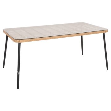 ΤΡΑΠΕΖΙ ΟΡΘΟΓΩΝΙΟ ALLEGRA HM5538.11 ΜΕΤΑΛ.ΜΑΥΡΟ-P.E. RATTAN ΦΥΣΙΚΟ 159