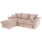 CORNER (LEFT) SOFA-BED WITH STORAGE SPACE ALDO  BEIGE FABRIC 256x91-159x87Hcm.