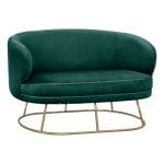 Sofa 2 seater Arien from Velver Cyppress Green with gold base  125X80X84cm