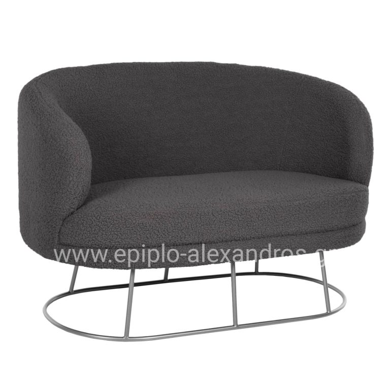 ΚΑΝΑΠΕΣ 2ΘΕΣΙΟΣ ARIEN HM8492.21 ΓΚΡΙ ΜΠΟΥΚΛΕ ΜΕ ΑΣΗΜΙ ΒΑΣΗ 130X75X85Yεκ.