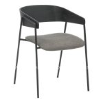 DINING CHAIR KORIN  METAL & PLYWOOD IN BLACK-GREY FABRIC 54x51x72,5Hcm.
