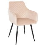 DINING ARMCHAIR LATRELL  ECRU VELVET & BLACK METAL LEGS 57x56x84Hcm.