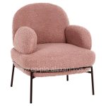 ARMCHAIR AGNES  DUSTY PINK BOUCLE FABRIC-BLACK METAL LEGS 74x71x83Hcm.