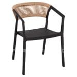 ARMCHAIR POLYPROPYLENE BOGI  BLACK WITH BEIGE PP ROPE 54x53x75Hcm.