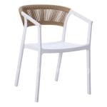 ARMCHAIR POLYPROPYLENE BOGI  WHITE WITH BEIGE PP ROPE 55x53.5x74Hcm.